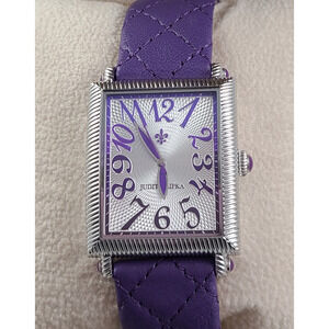 Judith Ripka Leather Watch Adjustable Purple